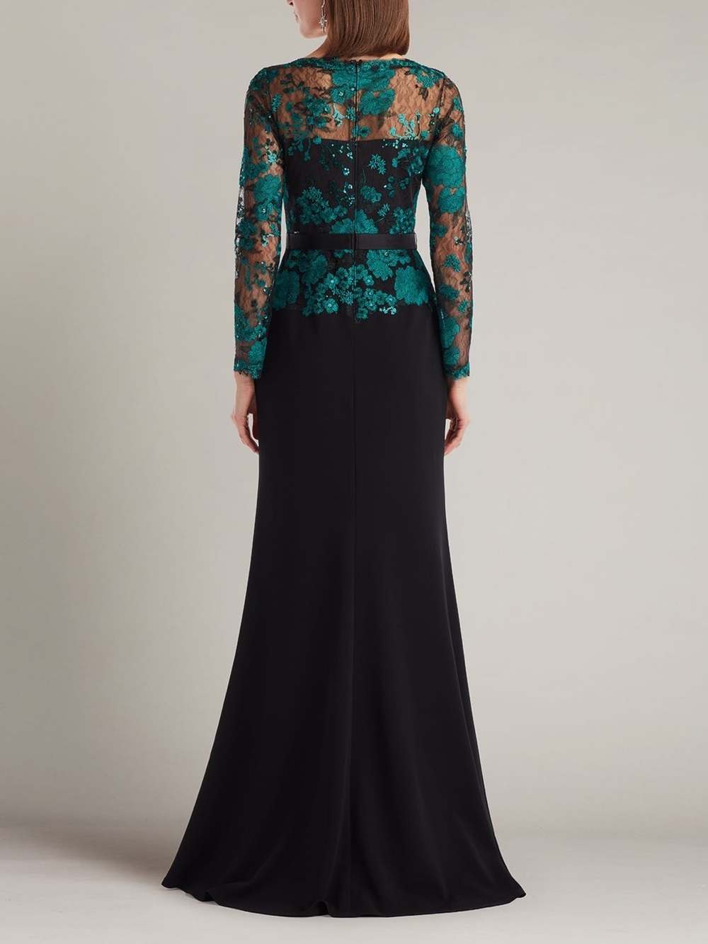 Tadashi Shoji Beacon Embroidered Illusion Lace Bodice Gown Maxi Dress NWOT $478 - Picture 4 of 13